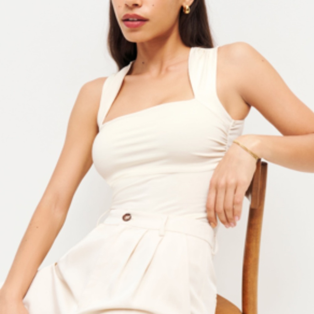 Reformation Greyson Knit Sleeveless Top in Cream size Medium